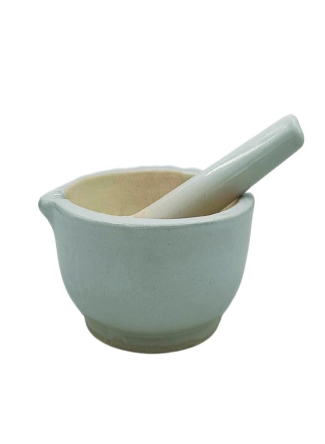 هاون ومدقة كوميت للمختبر، القطر: 6 بوصات، المادة: بورسلين - سعة 550 مل - سطح طحن محكم وغير مزجج، مع صنبور للتوابل والأدوية والحبوب والبذور